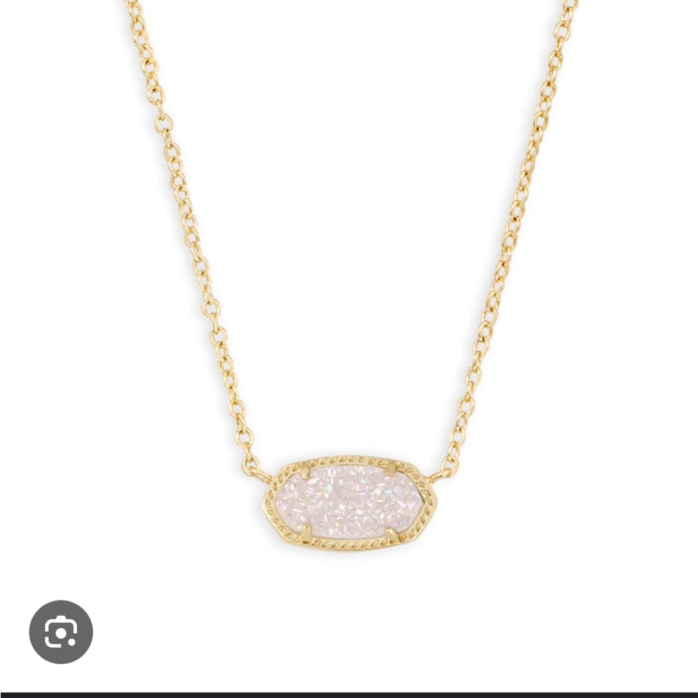 Pink and Gold Druzy Pendant Necklace